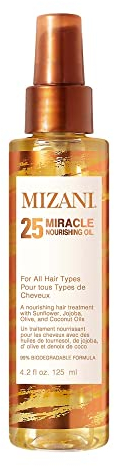 Mizani Nourishing Hair Oil, For All Hair Types, Moisturising and Softening Hair Treatment, Infused with Coconut and Jojoba Oil, 25 Miracle Nourishing Hair Oil, 125ml
