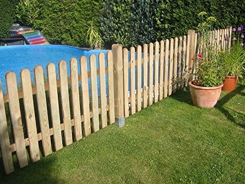 60cm hohes Komplettset 26,70m Holzzaun 4m–38m wählbar (dieses Standard Paket ist 26,70m) Zaun inkl. allem Zubehör Staketenzaun 60cm Höhe gerade Form...