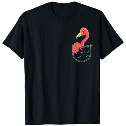 Flamingo in Brusttasche rosa Vogel Tasche lustiges Geschenk T-Shirt