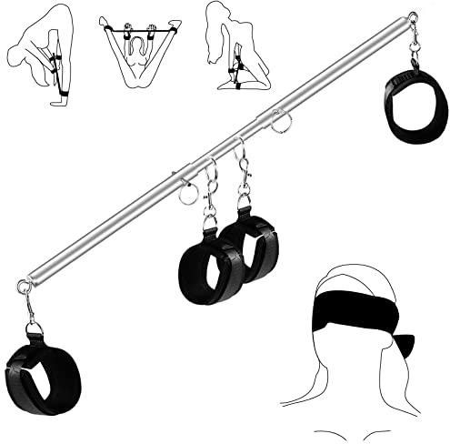 Proxoxo SM Handschellen Fußfesseln Bondage Sets, BDSM Einstellbar Metall Spreizstange mit Fesselgurte & Handcuffs SM Sexspielzeug für Bondage Liebhaber Paare