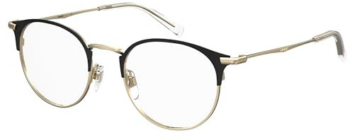 LEVI'S Brille mit Sehstärke in Gold für Unisex optional mit Sonnenbrillentönung oder Blaulichtfilter, Panto, gefertigt aus Metall, Modell: 103814 (inklusive Brillenetui)