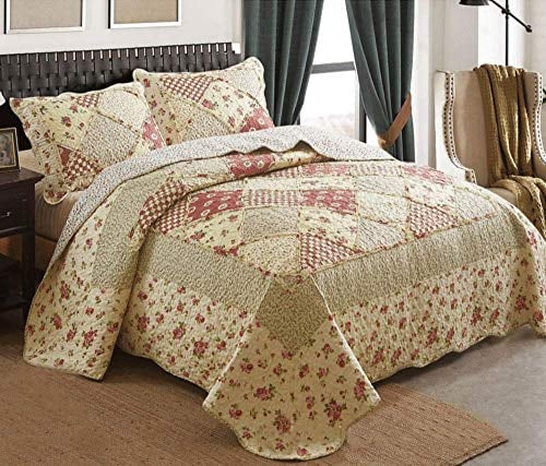 Tagesdecke Im Amerikanischen Stil Bettüberwurf Aus Baumwolle Gesteppte Tagesdecken 3-teilige Bettwäsche Dekoration Queen 220x240cm Multifunktion Alle Jahreszeiten Bettdecke + 2 Kissenbezug 50x70 cm,B
