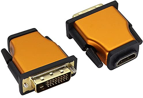 AAOTOKK Aluminum Alloy Shell Bi Directional DVI-D (24+1) Male to HDMI Female Adapter Support 1080P,3D for TV Box,Blu-ray,Computer,Desktop,Laptop,Monitor,Projector(2-Pack/Orange)