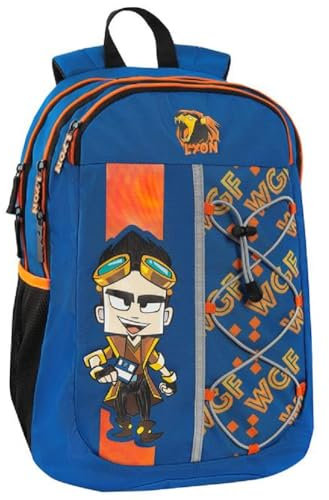 FCP ZAINO SCUOLA Lyon WGF Gamer tondo organizzato Doppio Scomparto + OMAGGIO Portachiave Cubo e Penna Multicolore