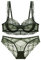 Guoeappa Ensemble de lingerie en dentelle florale non rembourrée avec armatures et soutien-gorge sexy, Vert, 105D