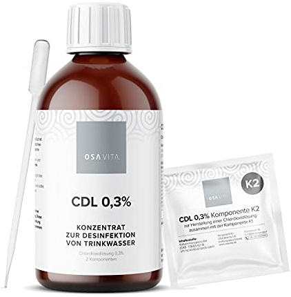 OSAVITA® CDL 0,3% Chlordioxid Konzentrat CDs - Wirksamkeitstest nach EN1276 & EN13623 - Made in Germany (250 ml)