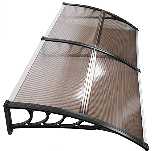 Auvent pour Porte de Maison, Auvent pour Porte de Maison Protection Contre la Pluie Toit de Porte Auvent en Arc de Hangar Auvent de Porte Transparent Auvent de(Brun) 200 X 100 Cm