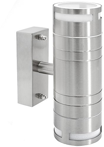 SSC-LUXon 2 Stück Edelstahl Außenleuchten Wand Up Down - wetterfeste Hauswand Beleuchtung Aussen IP44 Fassung für 2x GU10