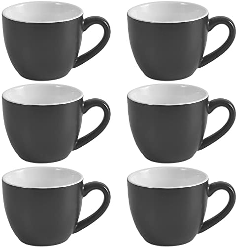 homEdge Procelain Espresso Cup, 3 Ounces / 90 ml Demitasse for Espresso, Tea- Set of 6, Black