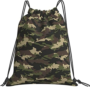 Turnbeutel Camouflage Muster Stoffbeutel Unisex Rucksack Nachhaltig Einkaufsbeutel Für Freizeit Kinder Strand 36X42Cm