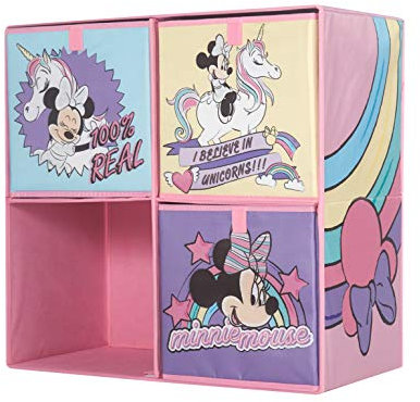 Idea Nuova Disney Minnie Mouse Faltbarer weicher Aufbewahrungskorb mit 3 faltbaren Würfeln