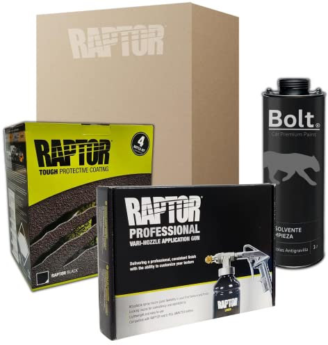 PINTURA RAPTOR 2K KIT NEGRO 4 LT + PISTOLA PROFESIONA + DISOLVENTE LIMPIEZA