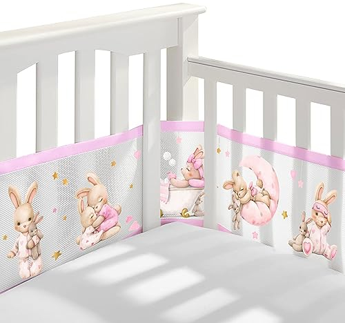 Bettumrandung Babybett,2 Pack Baby Nestchen Bettumrandung,Kopfumrandung Babybett,Atmungsaktive Krippenumrandung,Babybett Atmungsaktiver Kollisionsschutz,Nestchen für Kinderbetten,Babybett Umrandungen