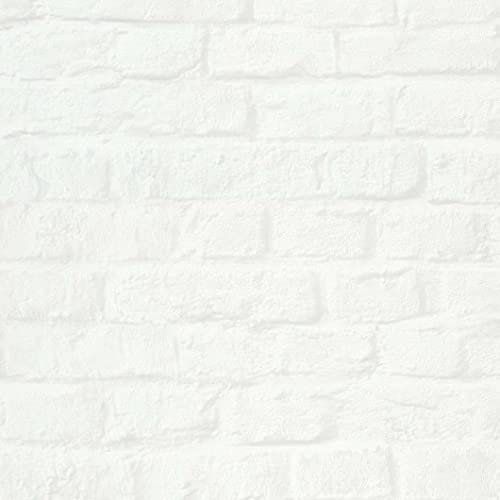 Marburg Textured Wallpaper 1m x 10m roll - 3D Brick Wallpaper for Industrial Wall Decor - White Faux Brick Wallpaper Made in Germany