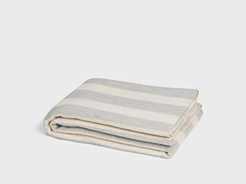 Yumeko Decke Merino Wolle Stripe Natur/Grau 150x220