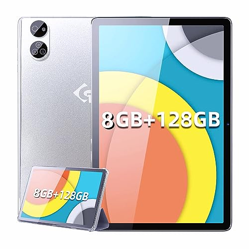 Android Tablet 10.1 Zoll 8 GB+128 GB (1TB TF), Octa-Core, 2,5GHz, 8MP+13MP Kamera,4G LTE, WiFi, Type-C (Silber, 128GB)