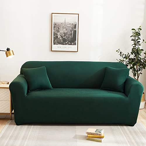 Sofabezug 3Sitzer Dunkelgrün Sofaüberwurf Stretch Elastisch,Moderne Joker Sofa Überzug,Antirutsch Sofahusse,Sofabezug L Form,Couch Überwurf,Sofa Sauber Bezug, Sofabezug
