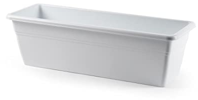 CABLEPELADO Jardinera plástico, Jardinera para balcón, Macetero Rectangular, Maceta Rectangular, Apto balcón, jardín, Patio, Interior o Exterior (Blanca, 50 cm)