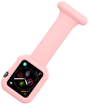 Apple Watch Straps Nurses Fob, for Nurses Doctors Healthcare Paramedics Brooch, Silicone Pin Fob, 2 in 1 Infection Control Design compactible with iwatch Series 7, 6, SE,5,4,3,2,1 (42/44/45mm) Light Pink