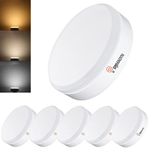 BHMAOYN GX53 Lámpara Reflectora LED 9W,Temperatura de Color Ajustable en 3 Pasos Mediante Pulsador,Color de Luz Regulable Sin Mando a Distancia,3000K-4000K-6000K,Paquete de 6
