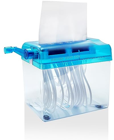 ICEBLUEOR Mini déchiqueteuse de papier manuelle portable pour un usage domestique, documents A6 - Outil de coupe droite fait à la main - Pour la maison, le bureau, l'école, le bureau - Bleu