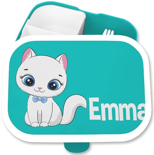 Brotdose Kinder Campus für Mepal - Katze süß Katzen Cat Cats - 750 ml - Türkis - jausenbox personalisierte lunchbox katzenmotiv katzenmotive brotbox pausenbox und einer schuldose mädchen