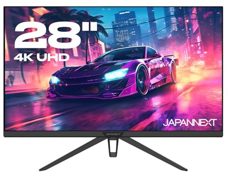 JapanNext Monitor Gamer 28 IPS 4K UHD (3840x2160) 144hz 1ms | HDR | Altezza e inclinazione regolabili (HSP) Altoparlanti integrati | Flicker-Free G-Sync/FreeSync | Garanzia 2 anni | JN-280IPS144UHDR