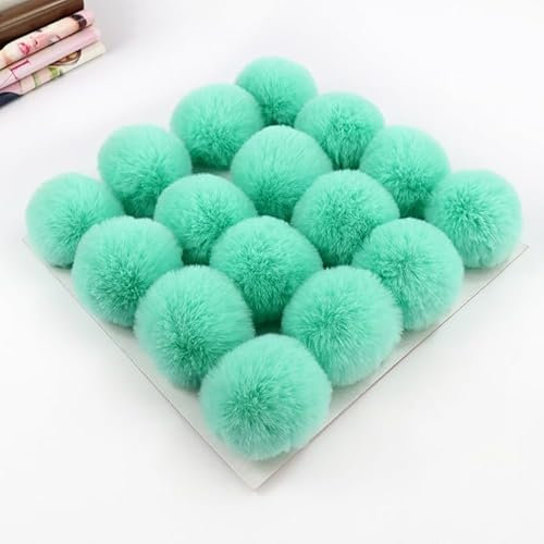 SYSUII 10 Stück 6cm Kunstfell Pompon Fellbommel Kunstfell Bommel Pompon Pom Ball DIY Fell Pom Poms für Damen Mädchen Mützen Beanies Tasche Weihnachtsdekoration Schlüsselanhänger Dekoration -Grün