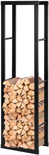 Laneetal Range-Bûches, Étagère pour Bois de Cheminée Intérieur Extérieur, 150x40x25 cm, Métal, Noir