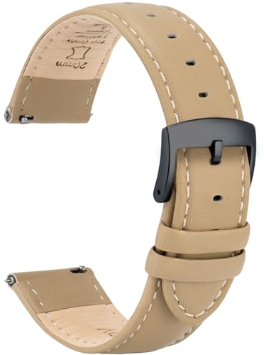 OTTOODY Leder Uhrenarmband 22mm 21mm 20mm 18mm 16mm Mit Schnellverschluss - Elegantes Ersatzarmband für Damen und Herren Uhren & Smartwatches - Schwarze Schnalle