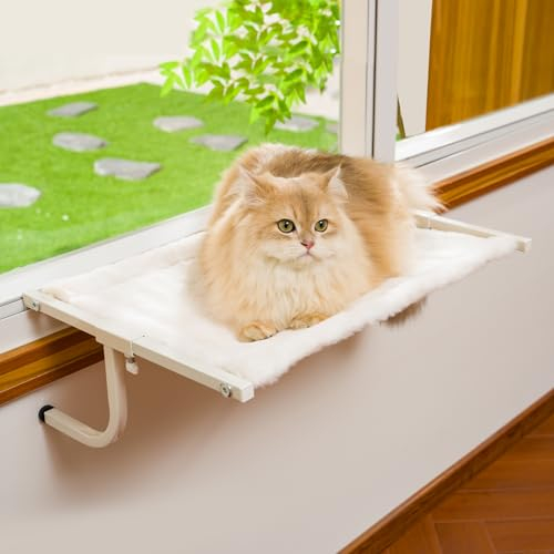 CATISM Katzenhängematte Katzenliege Fensterplätze für Katzen, 54 x 34cm Verstellbarer Hängematte Fenster WindowHängematten Katzenbett bis zu 18 kg