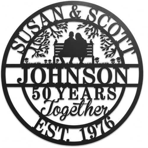 Personalized Wedding Anniversary Sign Gifts, Custom 50th 40th 65th 60th 25th 70th Anniversary Metal Sign, Wedding Gifts for Couples, Custom Name Sign, House Warming Gifts New Home