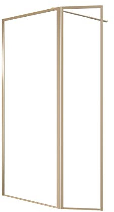 Marwell Walk In Dusche Golden Frame 200x90cm - Duschwand mit schwenkbarer Flügeltür 180° - mit 5mm Einscheibensicherheitsglas - hochwertige Aluminiumrahmen in gebürsteter Goldoptik