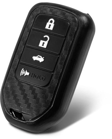 WORCAS Schlüsselanhänger-Schutzhülle, Karbonfaser-Muster, Silikon, kompatibel mit Honda Accord Hybrid Civic Civic Typ R Civic Touring CR-V CR-Z FIT HR-V Insight Hybrid Odyssey Pilot 3 4 Tasten