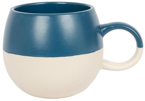 Nicola Spring Stoneware Mug - 340ml - Navy - Pack of 1 - Sphere Glazed Ceramic Coloured Mugs Kitchen Stoneware Latte Tea Cups Latte Colourful Coffee Cups for Tea, Hot Chocolate, Coffee