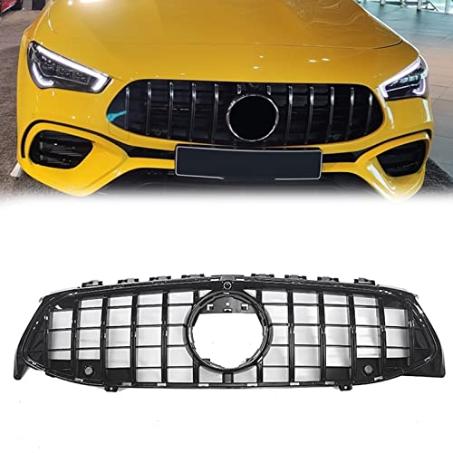 VIDOJI Frontgrill Schwarz Auto Obere Stoßstange Haube Mesh Grills Für Benz CLA Klasse W118 2019.7-2022 CLA45 CLA63 AMG CLA250 CLA35 GT, XFOZBH9
