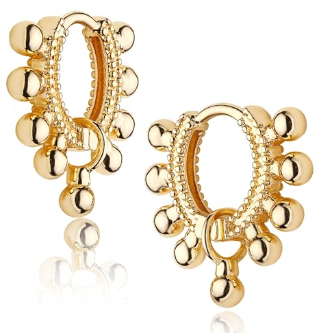 Jenosy 18K Vergoldete Huggie Gold ohrringe Damen Chunky Ohrringe mit Glänzenden Kubischen Zriconia Geometrie Perlen Hypoallergene für Frauen und Mädchen