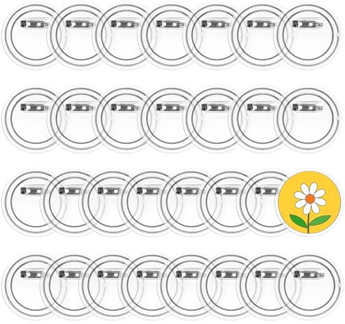 QWORK® 30-teiliges Buttons Selber Machen, 45mm Transparente Button Pins Abzeichen für DIY & Handwerk