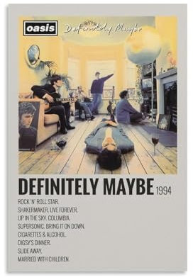 KKPLMM Poster mit Aufschrift Definitely Maybe, dekoratives Gemälde, Leinwand, Wandposter und Kunstdruck, moderne Familienschlafzimmer-Dekoration, Poster, 20 x 30 cm