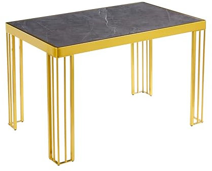 7 Star FURNITURE Windsor-Esstisch mit MDF-Marmor-Effekt, Hochglanz, nur Tisch; optionaler Rahmen in Gold oder Schwarz (goldener Rahmen, grau)