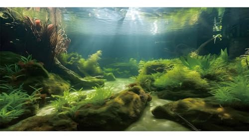 MIRRORANG 91x41cm Unterwasser Aquarium Hintergrund Seegras Wasserpflanze Hintergrund Flussbett & See Aquarium Hintergrund Vinyl Hintergrund