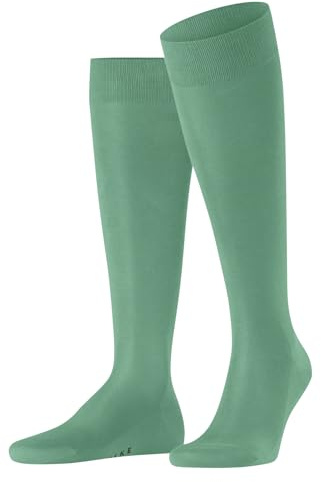 FALKE Men's Tiago M Kh Fil D'Écosse Cotton Long Plain 1 Pair Knee-High Socks, Turquoise Ocean Green 7506, 7-8