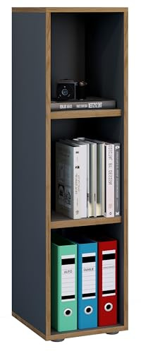 VCM Büroregal 30x32x110 cm 3 Fächer Standregal Bücherregal Aktenregal | Offener Stauraum für Ordner, Akten und Bücher - Arbeitszimmer oder Studierzimmer - Berufstätige und Studierende -