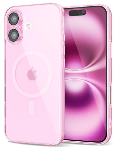 Svanove for iPhone 16 Plus Case Clear Compatible with Magsafe, Transparent Magnetic Magnet Mag Case, Cute Slim Thin Silicone Grip & Shockproof Camera Cover Drop Protection Bumper, Light Pink