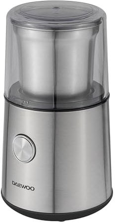 Daewoo Wet and Dry Multi Grinder for Coffee, Nuts, Spices with Safety Lock, Non-Slip Feet, Viewing Window, Stainless-Steel Housing and Blades, Compact Coffee Grinder