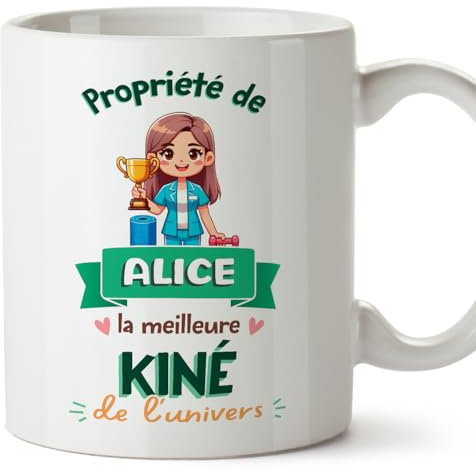 Mugffins Tasses Personnalisables pour KINÉ femme - En Français - Cadeau Personalisé- Propriété de - 11 oz / 330 ml