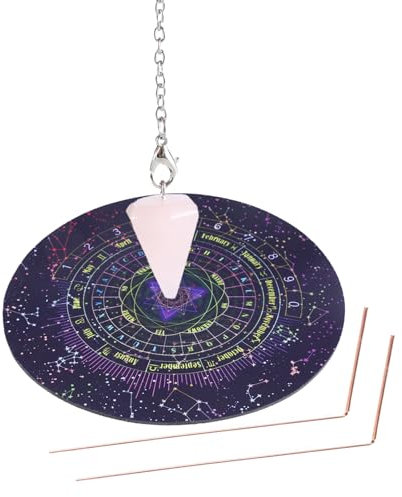 MEAKTSMI Witchcrafts Wiccan Supply Wünschelruten Set Aus Metall Wahrsagungsmatte Schnitzt Wahrsagungswerkzeug Für Spirituelle Führung