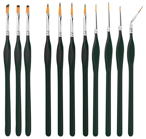 Pinceaux Peinture - 11 Pièces Pinceaux Professionnels pour Les Détails pour Acrylique, Détail Pinceau Aquarelle, Petit Ensemble de Pinceau Fin Maquette Modelisme d'art Professionnel pour Miniature