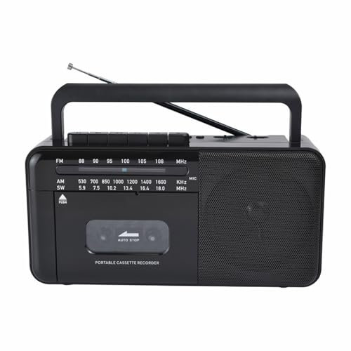 OZTYSGXM Old-Fashioned Nostalgic Cassette Player - Portable Vintage Tape Player Recorder with Handle, Support TF/SD/USB Card Playback, for Family Gathering Travel,Black