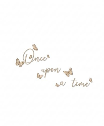 Generisch Schriftzug Once upon a time inkl. 8 Schmetterlinge & Wandbefestigung - Schriftzug Es war einmal - Holzwandschild - Schriftzug aus Holz
